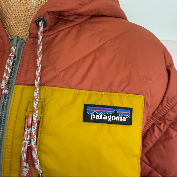 Patagonia Diamond Quilted Bomber Hoody Women’s Large Orange Rust Outdoor Rare - Picture 2 of 14